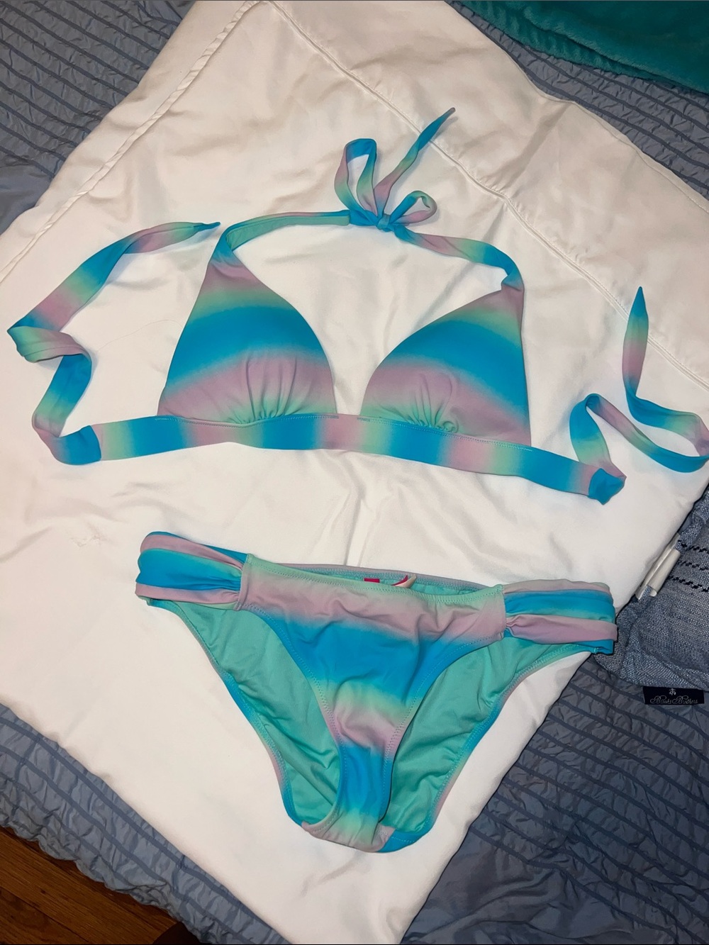 Victoria's Secret Pastel Ombre Halter Bikini in Aqua, Teal & Lavender